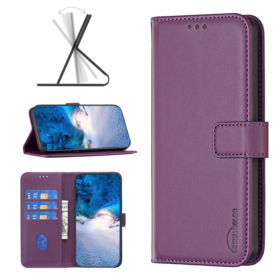 BINFEN COLOR BF17 For Honor X9b 5G / Magic6 Lite 5G Leather Case Wallet Protective Cover - Dark Purple BINFEN COLOR BF17 For Honor X9b 5G / Magic6 Lite 5G Leather Case Wallet Protective Cover - Dark Purple